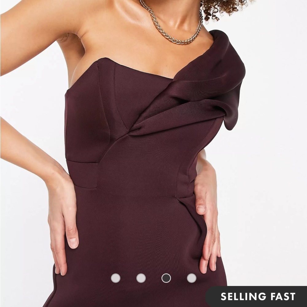 COPY - ASOS DESIGN one shoulder seamed bust midi dress with high leg split in a… - Picture 3 of 8